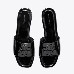 Tory Burch Glossy Black Slide Sandals